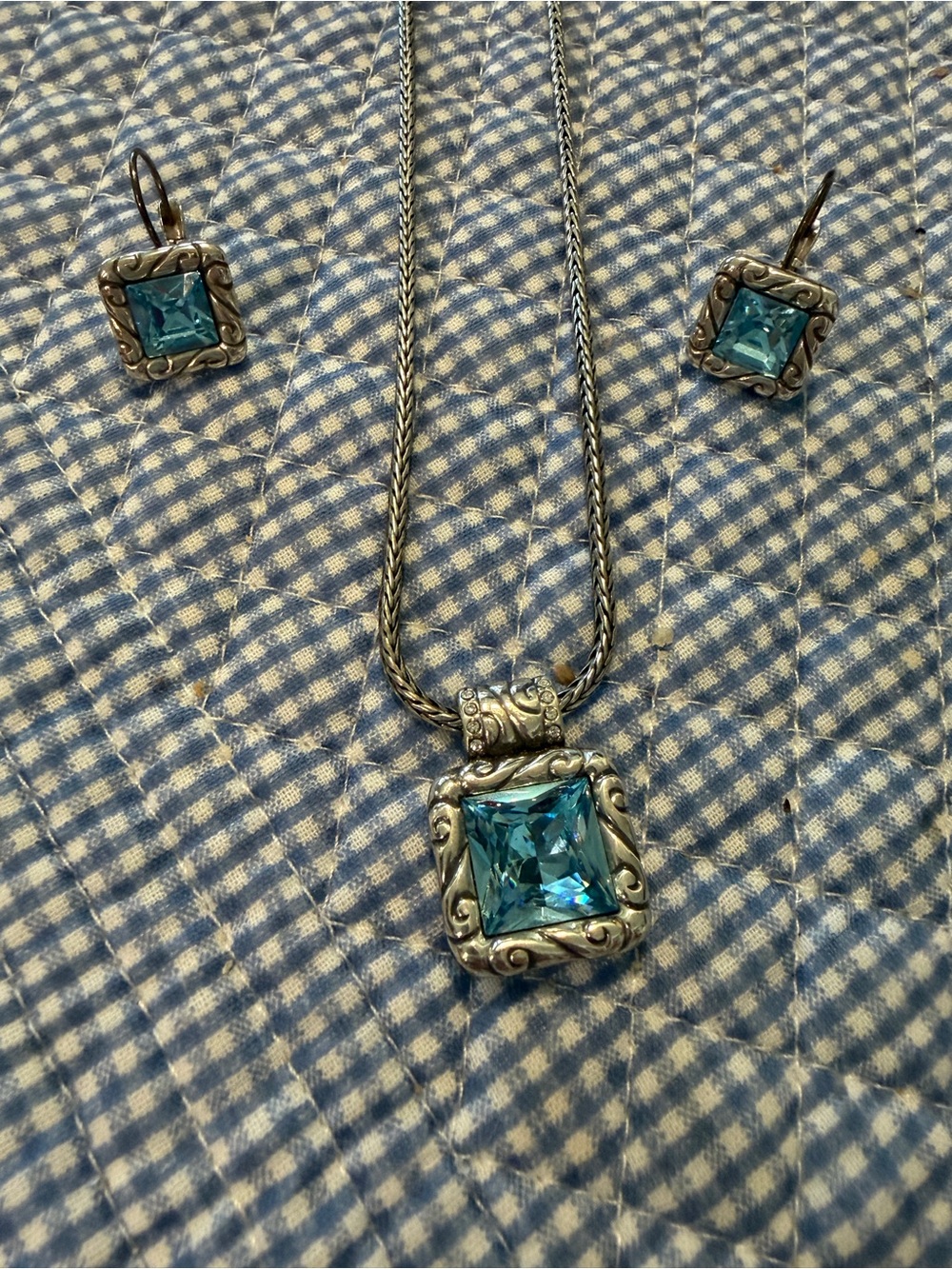Brighton Regina Blue Reversible Necklace & Earrings Set - Picture 5 of 5